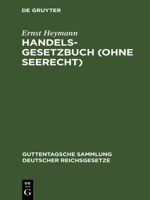 cover image of Handelsgesetzbuch (ohne Seerecht)